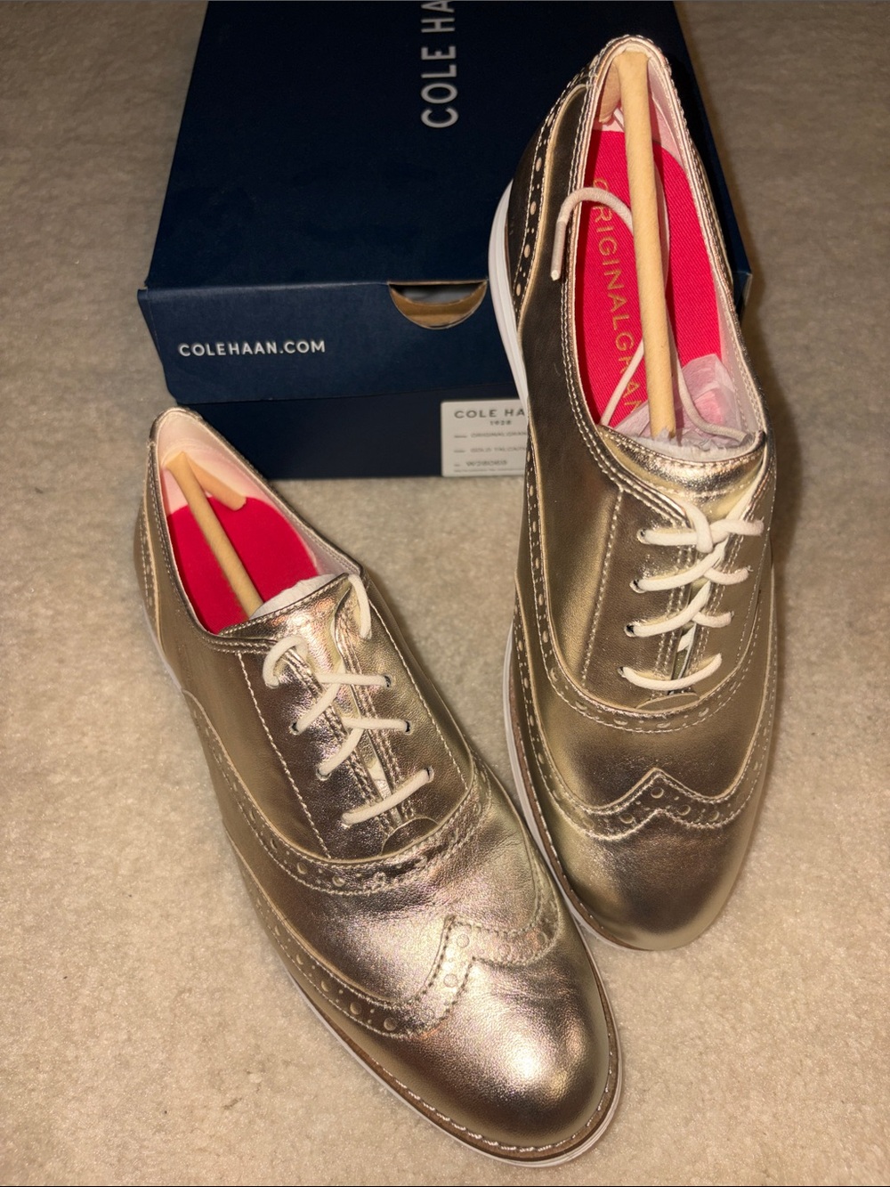 Cole Haan OriginalGrand WNG II — Gold Talca and Ivory Women’s Oxfords